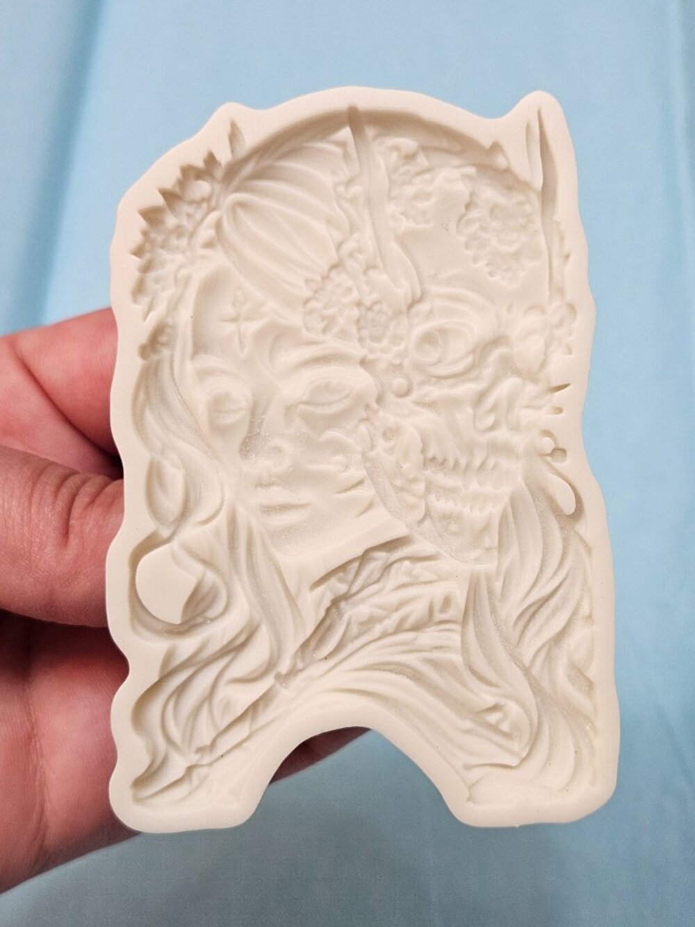 Intricate Half Skull Woman Silicone Mold